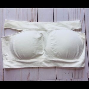 NEW WOMAN'S BUILD-IN BRA TUBE TOPS WHITE ONE SIZE